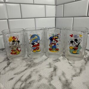 McDonalds Walt Disney World 2000 Celebration Mickey Mouse Glasses Set of 4